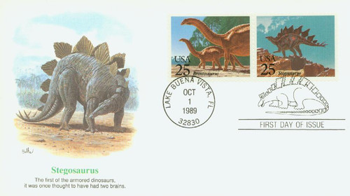 2424 FDC - 1989 25c Prehistoric Animals: Stegosaurus
