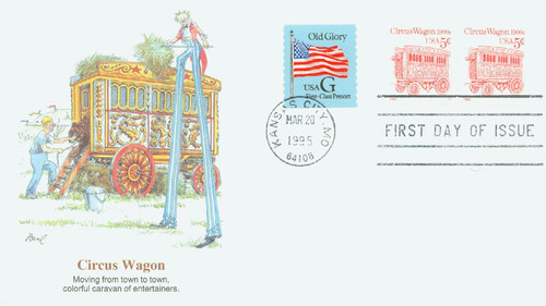 2452D FDC - 1995 5c Transportation Series: Circus Wagon 1900s