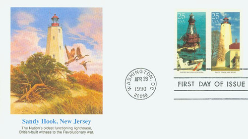 2473-74 FDC - 1990 25c Am. Shoals/Sandy Hook First Day Covr