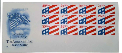 2475a FDC - 1990 25c Plastic Flag s/a bklt pane/12