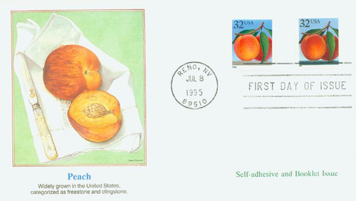 2487 FDC - 1995 32c Peaches, booklet single