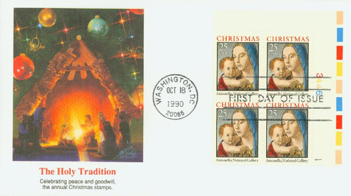 2514 FDC - 1990 25c Traditional Christmas: Madonna and Child