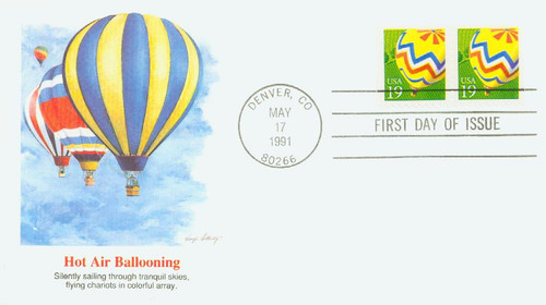 2530 FDC - 1991 19c Hot-Air Balloon, booklet single