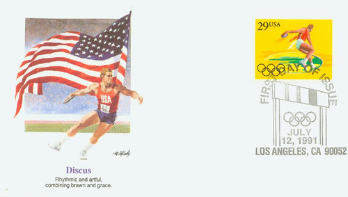 2554 FDC - 1991 29c Summer Olympics: Discus
