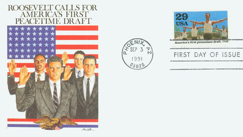 2559b FDC - 1991 29c World War II: America's First Peacetime Draft