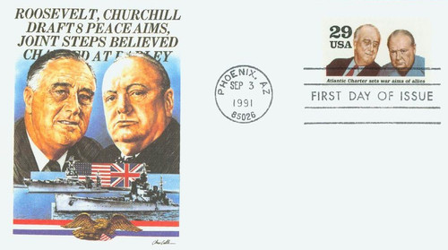 2559d FDC - 1991 29c World War II: Atlantic Charter