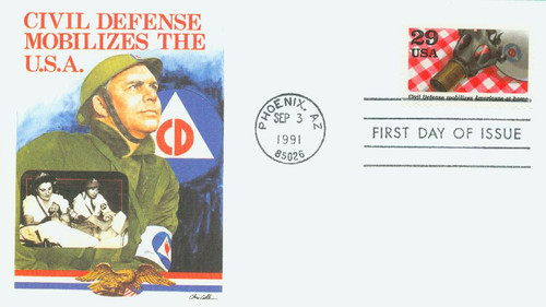 2559g FDC - 1991 29c World War II: Civil Defense Mobilizes Americans at Home