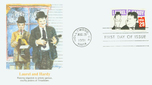 2562 FDC - 1991 29c Comedians: Laurel and Hardy