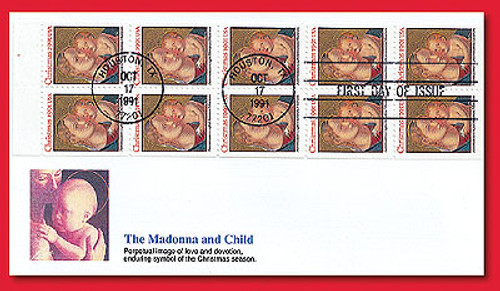 2578a FDC - 1991 29c Madonna and Child,bklt pane(10)