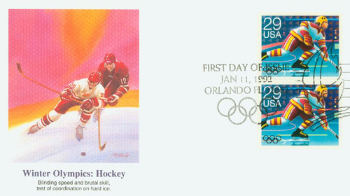 2611 FDC - 1992 29c Winter Olympics: Hockey