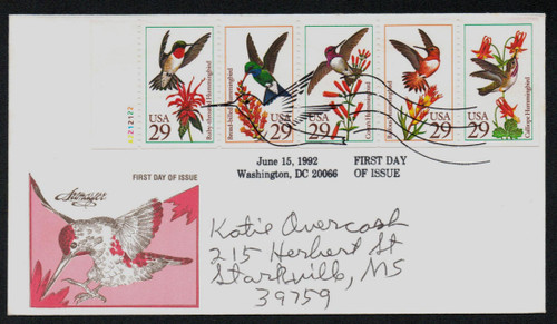 2642-46 FDC - 1992 29c Hummingbirds