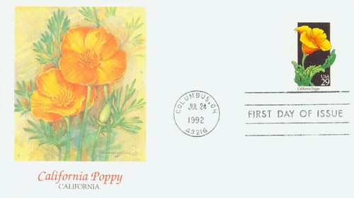 2651 FDC - 1992 29c Wildflowers: California Poppy