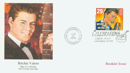 2734 FDC - 1993 29c Legends of American Music: Ritchie Valens, booklet single