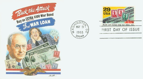 2765g FDC - 1992 29c World War II: Bonds and Stamps Help War Effort