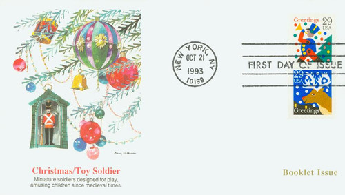 2795 FDC - 1993 29c Contemporary Christmas: Soldier, booklet single