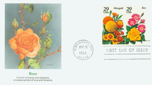 2833 FDC - 1994 29c Summer Garden Flowers: Rose