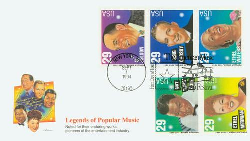 2849-53 FDC - 1994 29c Popular Singers