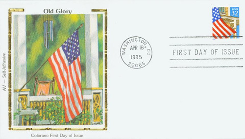 2915 FDC - 1995 32c Flag Over Porch, self-adhesive coil
