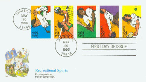 2961-65 FDC - 1995 32c Recreational Sports