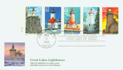 2969-73 FDC - 1995 32c Great Lakes Lighthouses