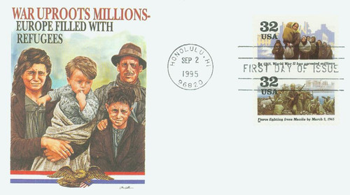 2981g FDC - 1995 32c World War II: World War II has Uprooted Millions