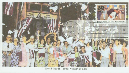 2981i FDC - 1995 32c World War II: News of Victory Hits Home