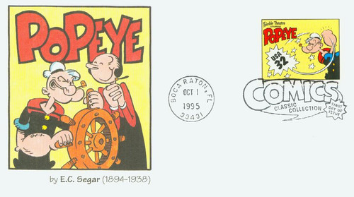 3000k FDC - 1995 32c Comic Strip Classics: Popeye