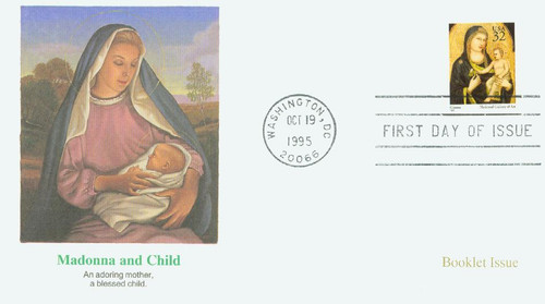 3003A FDC - 1995 32c Traditional Christmas: Madonna and Child, booklet stamp