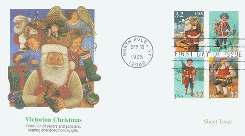 3004-07 FDC - 1995 32c Contemporary Christmas: Santa and Children