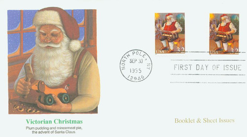 3007 FDC - 1995 32c Contemporary Christmas: Santa Building a Sled