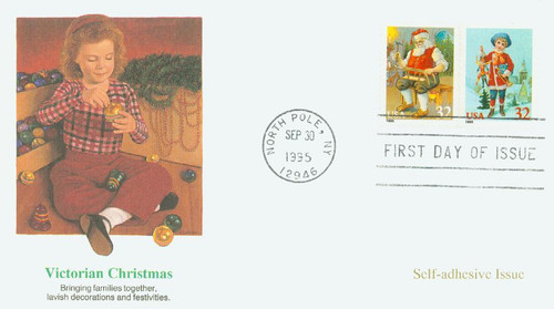 3009 FDC - 1995 32c Contemporary Christmas: Child with Jumping Jack, booklet single