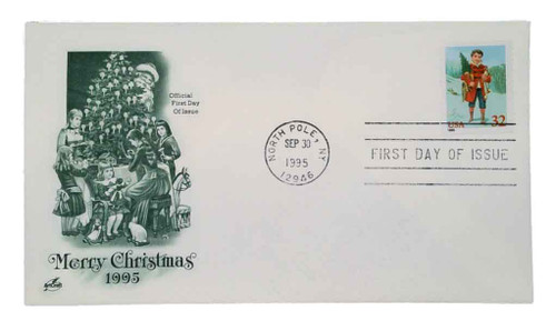 3017 FDC - 1995 32c Contemporary Christmas: Child with Tree, coil