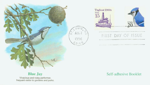 3053 FDC - 1996 20c Blue Jay, coil