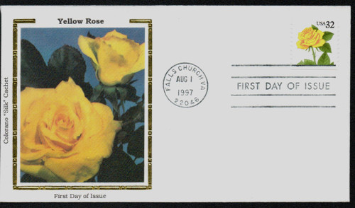 3054 FDC - 1997 32c Yellow Rose, coil
