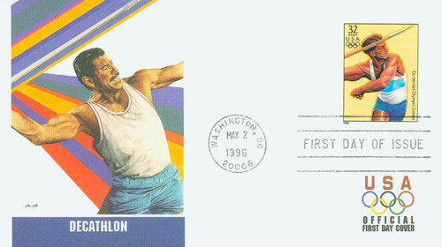 3068a FDC - 1996 32c Olympic Games: Decathlon