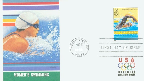 3068n FDC - 1996 32c Olympic Games: Women's Swimming