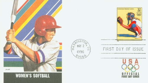 3068o FDC - 1996 32c Olympic Games: Women's Softball
