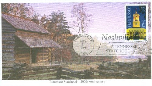 3071 FDC - 1996 32c Tennessee Statehood, booklet single