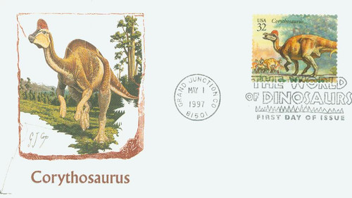 3136m FDC - 1997 32c Dinosaurs: Corythosaurus