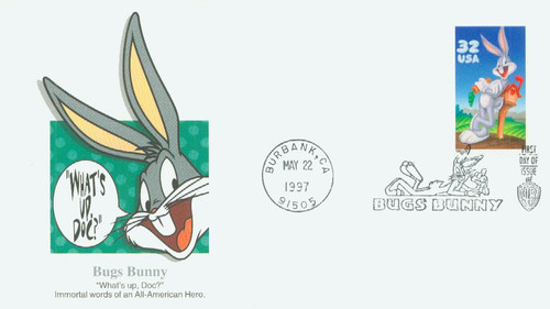 3137a FDC - 1997 32c Bugs Bunny, single from pane of 10