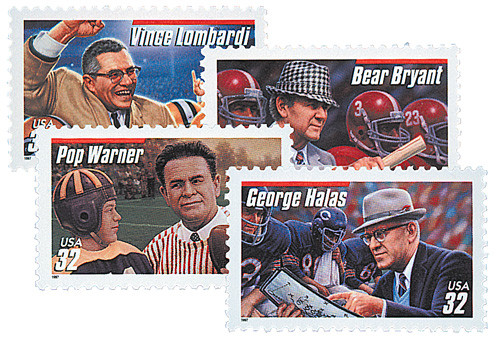 3147-50 FDC - 1997 32c Football Coaches, red bar