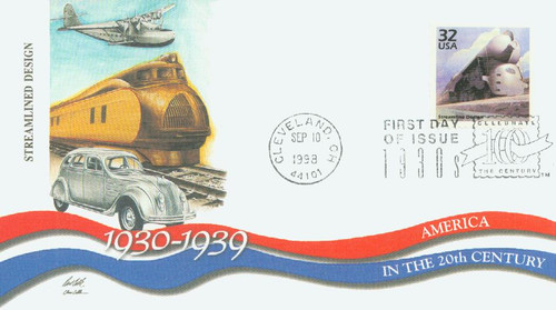 3185k FDC - 1998 32c Celebrate the Century - 1930s: Streamline Design