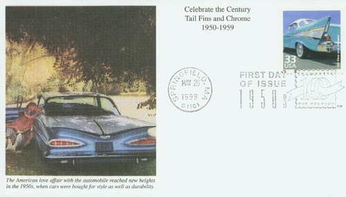 3187g FDC - 1999 33c Celebrate the Century - 1950s: Tail Fins & Chrome