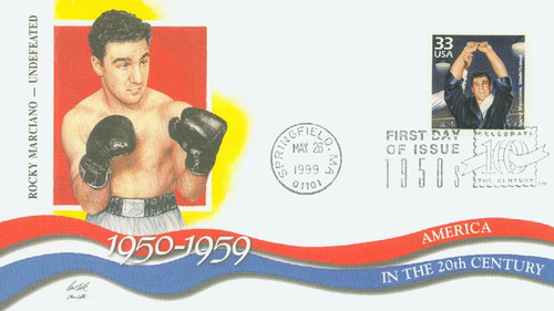 3187k FDC - 1999 33c Celebrate the Century - 1950s: Rocky Marciano, Undefeated