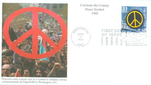 3188m FDC - 1999 33c Celebrate the Century - 1960s: Peace Symbol