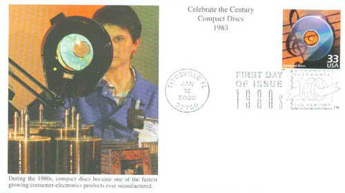 3190h FDC - 2000 33c Celebrate the Century - 1980s: Compact Discs