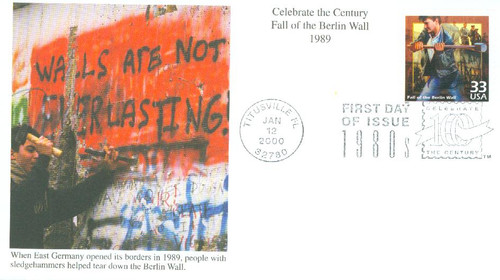 3190k FDC - 2000 33c Celebrate the Century - 1980s: Fall of the Berlin Wall