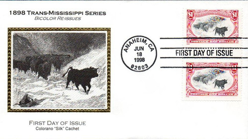 3210a FDC - 1998 $1 Trans-Mississippi, single from pane of 9