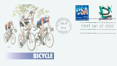 3229 FDC - 1998 10c Modern Bicycle, coil
