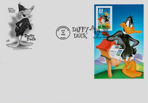 3307c FDC - 1999 33c Daffy Duck, 10TH Stamp Imperf Panel